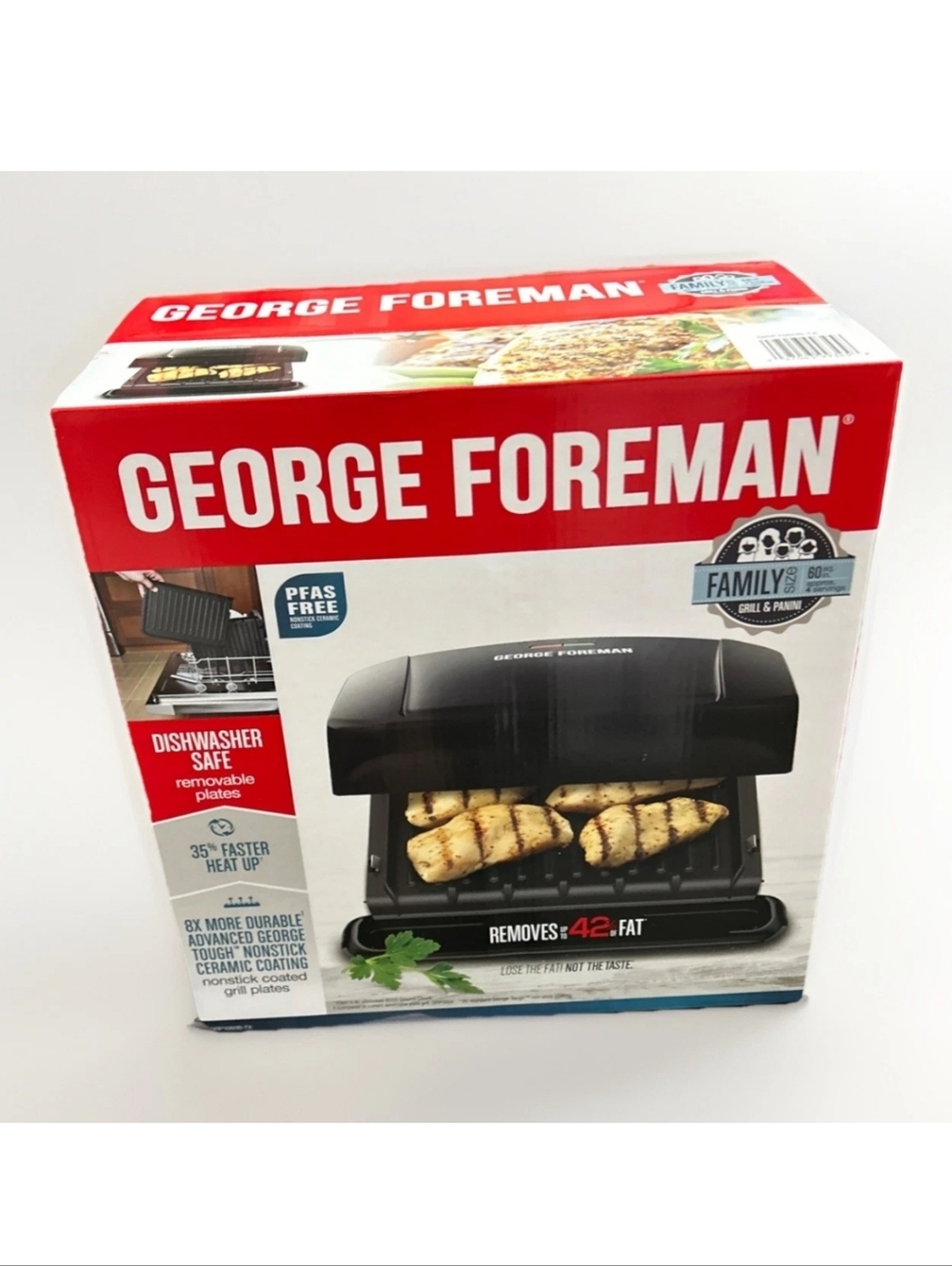 New George Foreman Family Size Grill - GRP1060B-TX Removable Plate Grill - Black